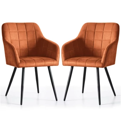 Set 2x jídelní prošívaná židle LARENZA - tmavě oranžová / černá