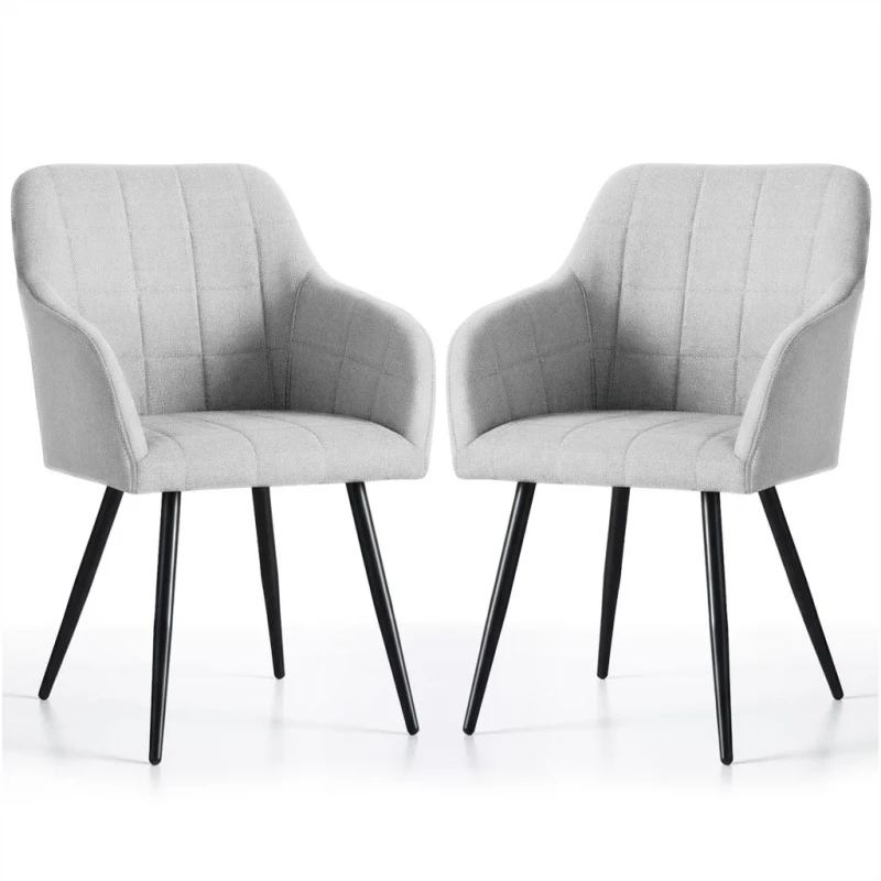 Set 2x jídelní prošívaná židle LARENZA - světle šedá / černá