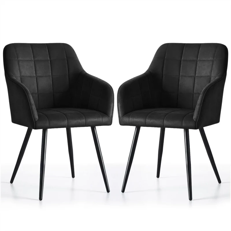 Set 2x jídelní prošívaná židle LARENZA - černá / černá