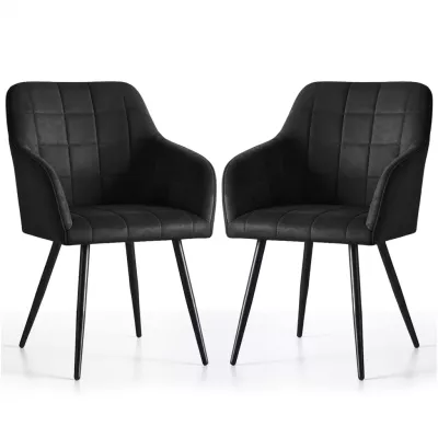 Set 2x jídelní prošívaná židle LARENZA - černá / černá