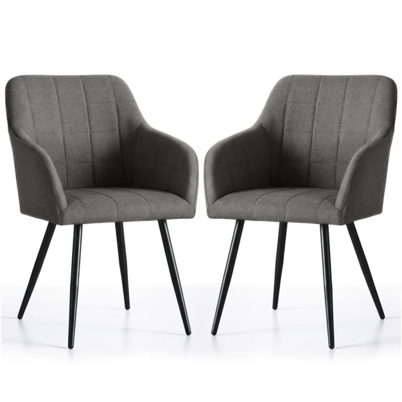 Set 2x jídelní prošívaná židle LARENZA - tmavý grafit / černá
