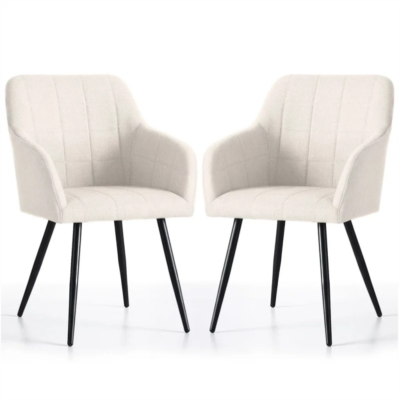Set 2x jídelní prošívaná židle LARENZA - krémová / černá