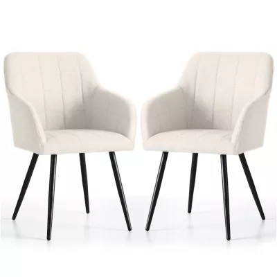 Set 2x jídelní prošívaná židle LARENZA - krémová / černá