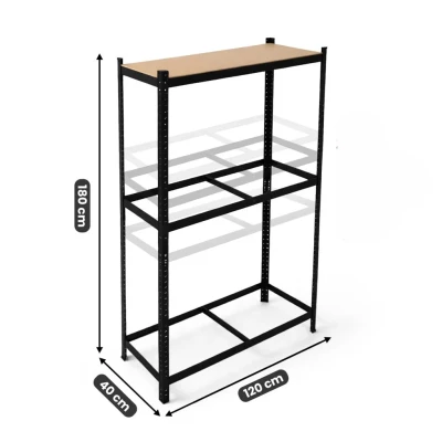 Kovový policový regál 120 cm VERIDO - černý