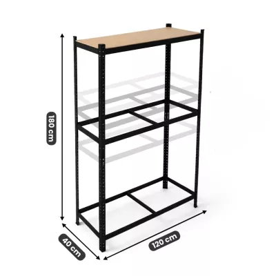 Kovový policový regál 120 cm VERIDO - černý