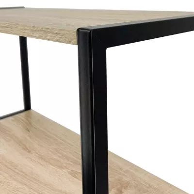 Kovový policový regál 60 cm DERIVAL - černý / dub sonoma