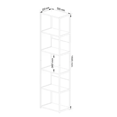 Kovový policový regál 50 cm DERIVAL - černý / dub sonoma