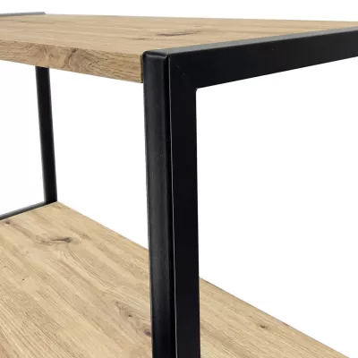 Kovový policový regál 50 cm DERIVAL - černý / dub artisan