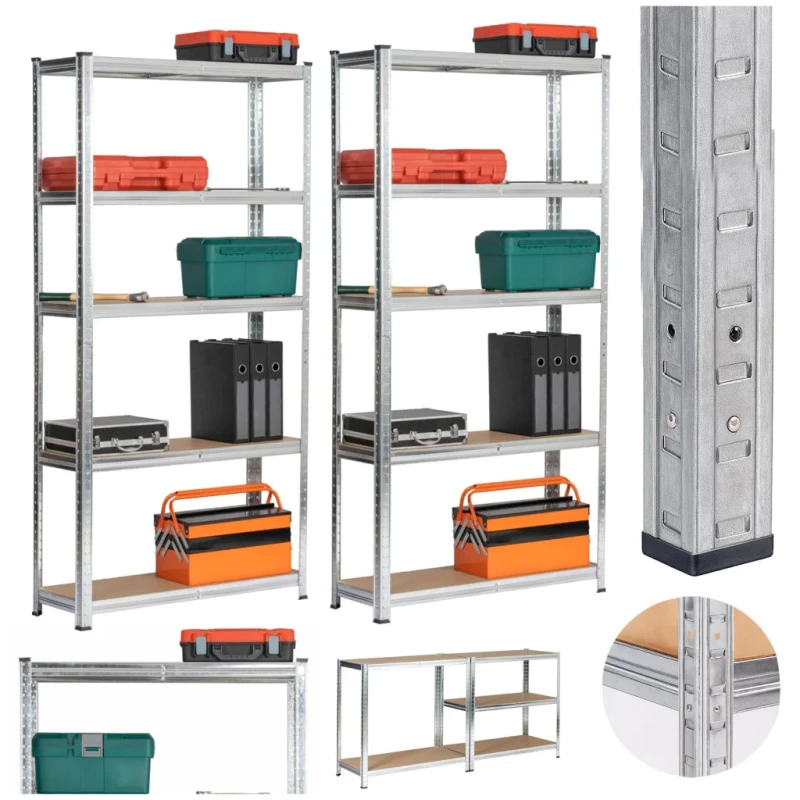 Set regálů do domácnosti 90 cm QARIAN - stříbrný