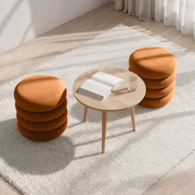 Elegantní kulatý taburet PESANIA s úložným prostorem - oranžový