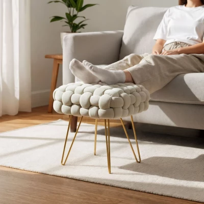 Elegantní taburet DESIRE - krémový