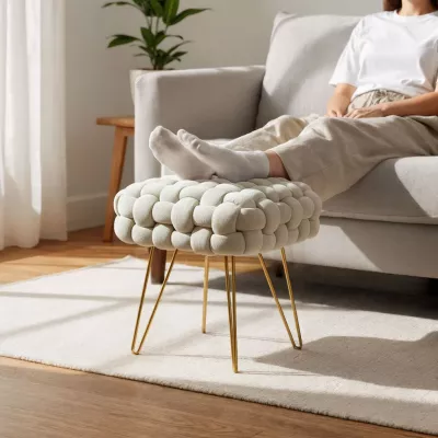 Elegantní taburet DESIRE - krémový