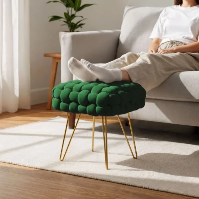 Elegantní taburet DESIRE - láhvově zelený