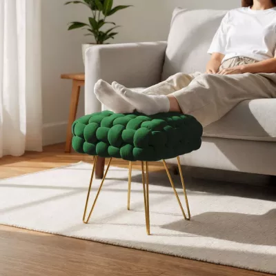 Elegantní taburet DESIRE - láhvově zelený