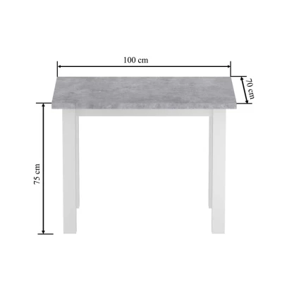Malý jídelní stůl 70x100 cm ARNULF - beton / bílý