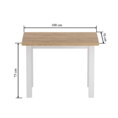 Malý jídelní stůl 70x100 cm ARNULF - zlatý dub craft / bílý