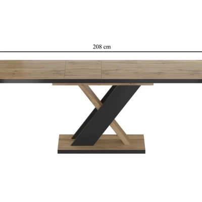 Designový rozkládací stůl IZIDOR - dub wotan / černý