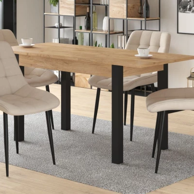 Rozkládací jídelní stůl 120(160)x67 cm KONIAS - zlatý dub craft / černý