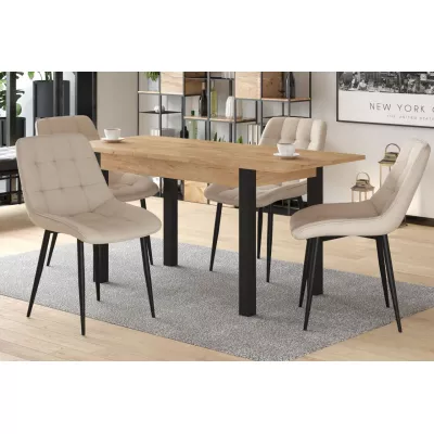Rozkládací jídelní stůl 120(160)x67 cm KONIAS - zlatý dub craft / černý