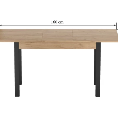 Rozkládací jídelní stůl 120(160)x67 cm KONIAS - zlatý dub craft / černý