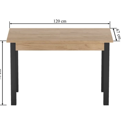 Rozkládací jídelní stůl 120(160)x67 cm KONIAS - zlatý dub craft / černý
