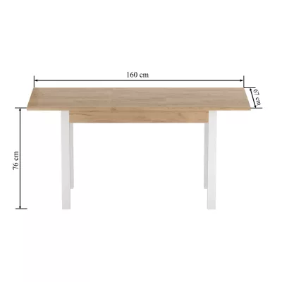 Rozkládací jídelní stůl 120(160)x67 cm KONIAS - zlatý dub craft / bílý