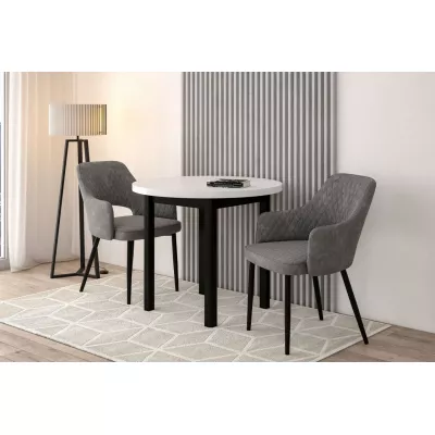 Kulatý jídelní stůl 90 cm LIRIDON - bílý / černý