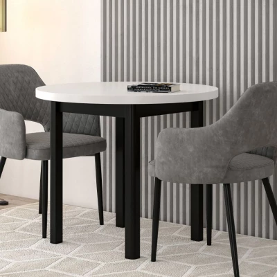 Kulatý jídelní stůl 90 cm LIRIDON - bílý / černý