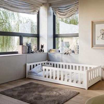 Dětská jednolůžková postel 90x190 MAILA se zábranou - bílá
