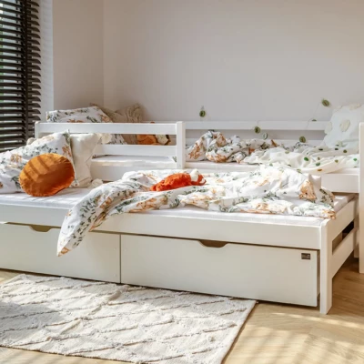 Dětská postel s přistýlkou a úložným prostorem HERMIONA - 90x200, bílá
