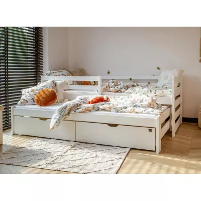 Dětská postel s přistýlkou a úložným prostorem HERMIONA - 90x200, bílá