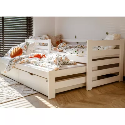 Dětská postel s přistýlkou a úložným prostorem HERMIONA - 90x200, bílá