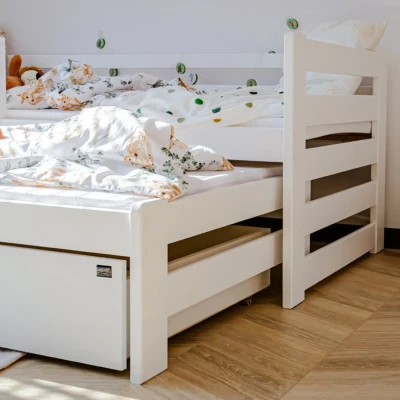 Dětská postel s přistýlkou a úložným prostorem HERMIONA - 90x200, bílá