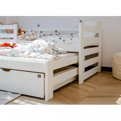 Dětská postel s přistýlkou a úložným prostorem HERMIONA - 90x200, bílá
