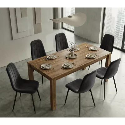 Set 6x prošívaná jídelní židle LIROLIA - černá / černá