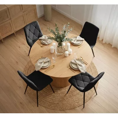 Set 4x prošívaná jídelní židle MILORIA - černá / černá