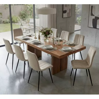 Set 8x prošívaná jídelní židle LINORIA - béžová / černá