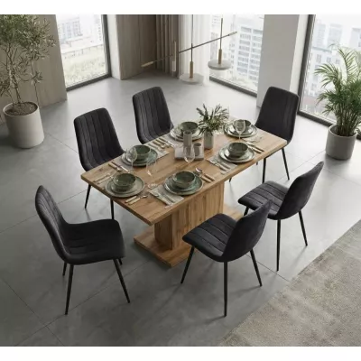 Set 6x prošívaná jídelní židle LINORIA - černá / černá