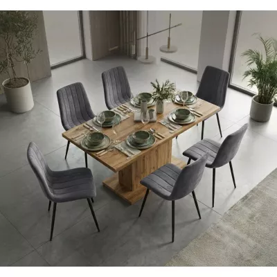Set 6x prošívaná jídelní židle LINORIA - tmavý grafit / černá