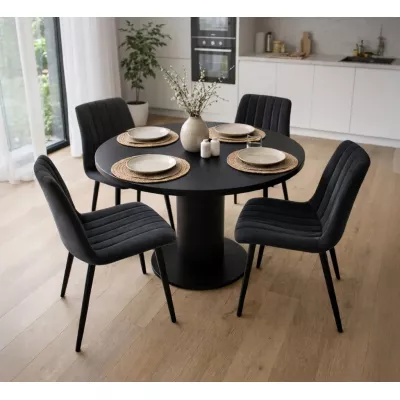 Set 4x prošívaná jídelní židle LINORIA - černá / černá