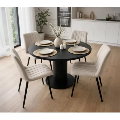Set 4x prošívaná jídelní židle LINORIA - béžová / černá