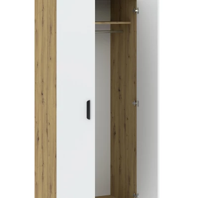 Dvoudveřová šatní skříň 74 cm RICHLAND - dub artisan / bílá