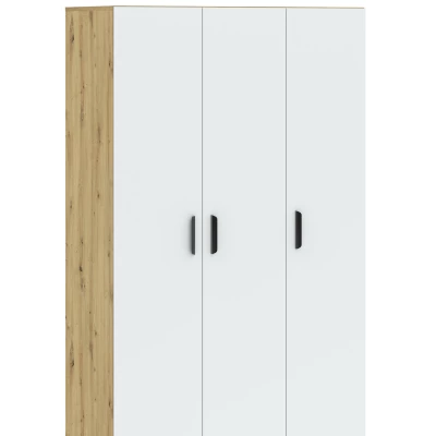 Třídveřová šatní skříň 111 cm RICHLAND - dub artisan / bílá