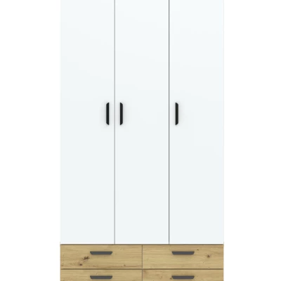 Třídveřová šatní skříň 111 cm se šuplíky RICHLAND - dub artisan