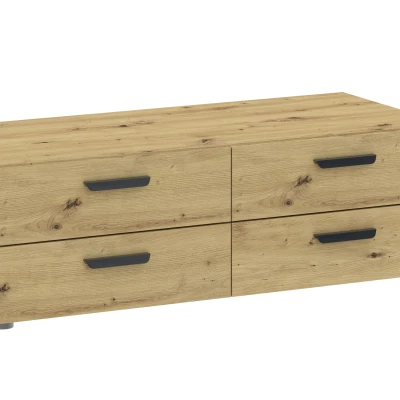 Třídveřová šatní skříň 111 cm se šuplíky RICHLAND - dub artisan