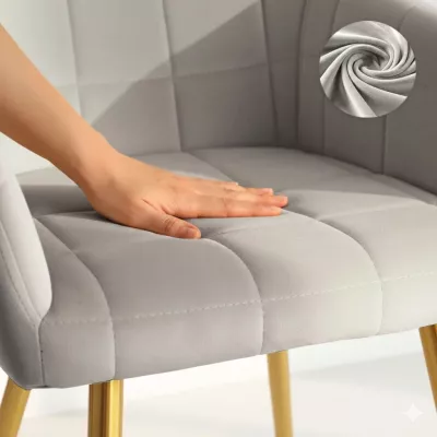 Set 2x jídelní prošívaná židle LARENZA - šedá / zlatá