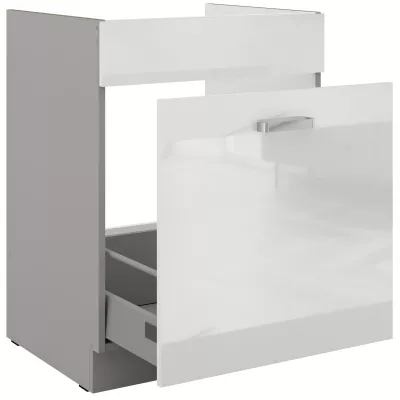 Dolní skříňka na dřez ULLERIKE - šířka 60 cm, šedá / bílá lesklá