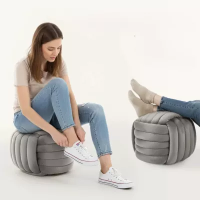 Designový taburet NUMA - světlé šedý