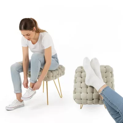 Elegantní taburet DESIRE - béžový