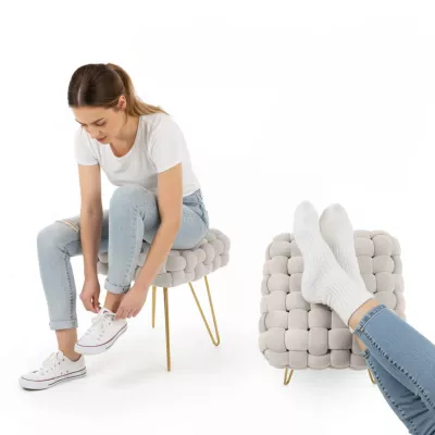 Elegantní taburet DESIRE - krémový